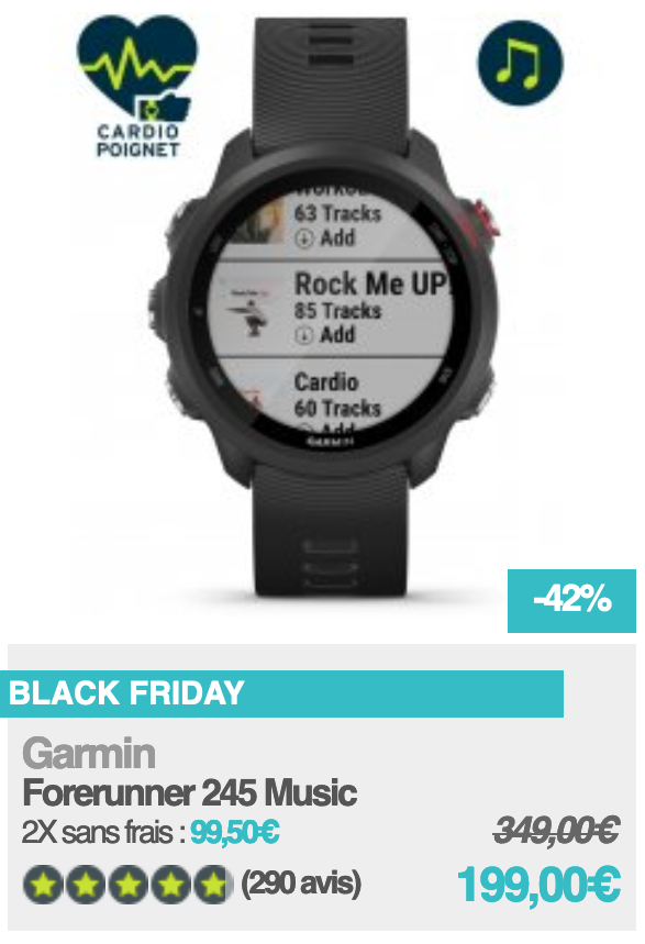 BLACK Friday, Garmin Forerunner 245® Music à - 42%